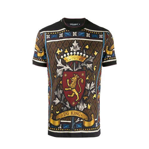 Áo Thun Dolce & Gabbana DG King printed T-shirt Màu Nâu Size 44