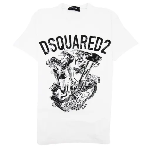 DSquared2 Áo thun - Áo Thun Dsquared2 Graphic Engine Tshirt White Màu Trắng - Vua Hàng Hiệu