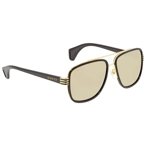 Kính Mát Gucci Aviator Men's Sunglasses GG0448S-002 58 Màu Đen Vàng