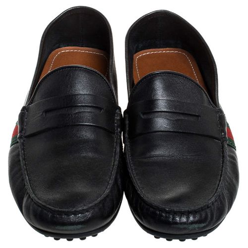 Giày Lười Gucci Black Leather Web Penny Loafers Màu Đen Size 40-4