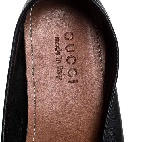 Giày Lười Gucci Black Leather Web Penny Loafers Màu Đen Size 40-8