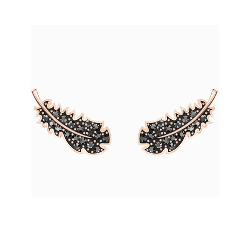 Khuyên Tai Nữ Swarovski Naughty Pierced Earrings, Black Crystals, Rose-Gold Tone Plated 5516010 Màu Đen - Vàng Hồng