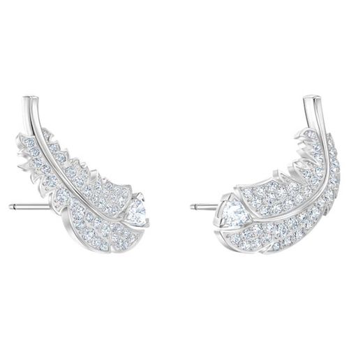 Khuyên Tai Swarovski Nice Stud Pierced Earrings, White, Rhodium Plated 5482912-1