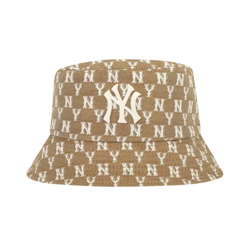 Mũ MLB Bucket Monogram Jacquard New York Yankees 32CPHV111-50B Màu Nâu Vàng Size 57H