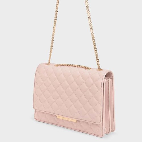Túi Đeo Vai Charles & Keith Quilted Chain Strap Shoulder Bag CK2-20840207 Pink Màu Hồng Nude-4