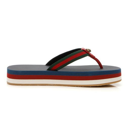 Dép Xỏ Ngón Gucci Bedlam Web Thong Sandals - Navy/Hibiscus Red-3