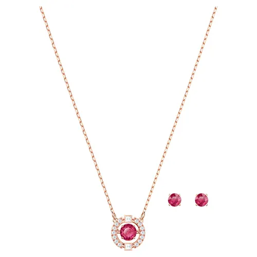Set Dây Chuyền Và Khuyên Tai Swarovski Sparkling Dance Round Setred, Rose-Gold Tone Plated - Trang sức - Vua Hàng Hiệu