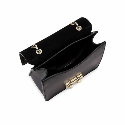 Túi Đeo Chéo Furla Bella Croc-Embossed Leather Top Handle Bag Màu Đen-2