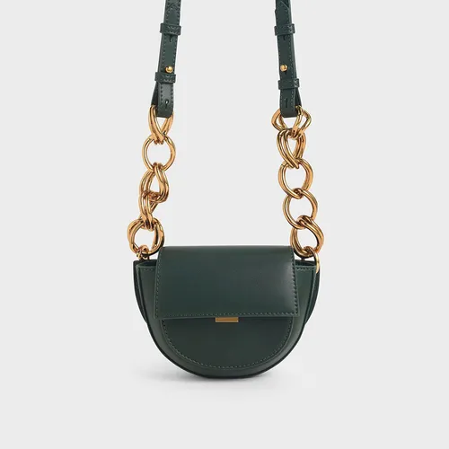 Túi Đeo Chéo Nữ Charles & Keith CNK Mini Saddle Pouch 30150893 Màu Xanh Green