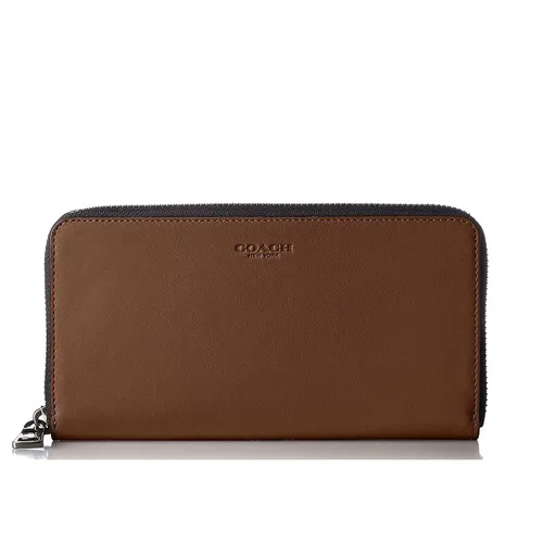 Ví Cầm Tay Nam Coach Accordion Zip-around Leather Wallet In Dark Saddle Màu Nâu