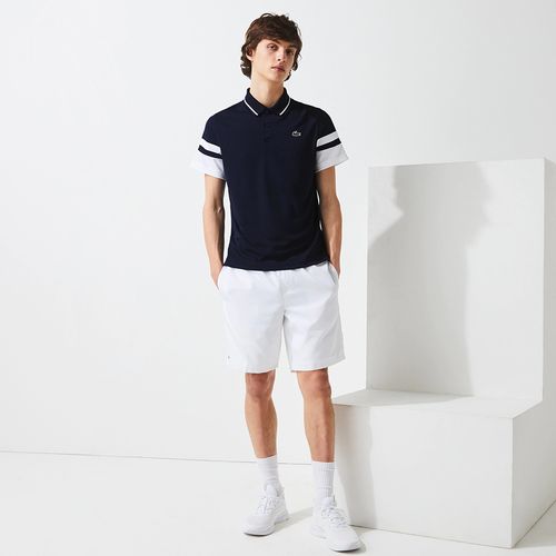 Áo Phông Men’s Lacoste SPORT Striped Sleeves Breathable Piqué Tennis Polo Shirt Màu Xanh Navy Size L-1