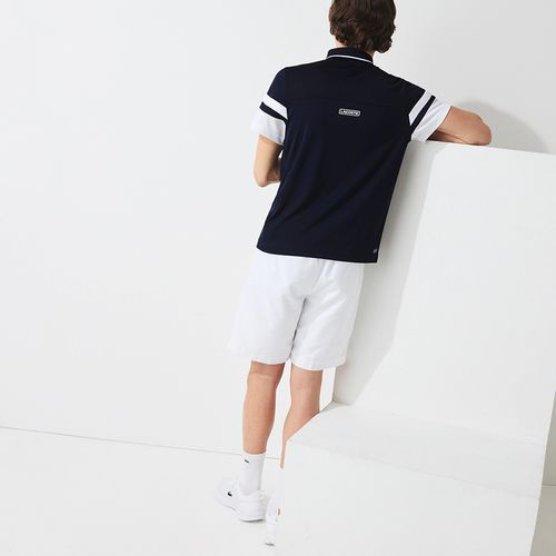 Áo Phông Men’s Lacoste SPORT Striped Sleeves Breathable Piqué Tennis Polo Shirt Màu Xanh Navy Size L-2