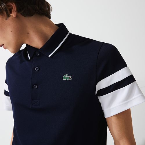 Áo Phông Men’s Lacoste SPORT Striped Sleeves Breathable Piqué Tennis Polo Shirt Màu Xanh Navy Size L-3
