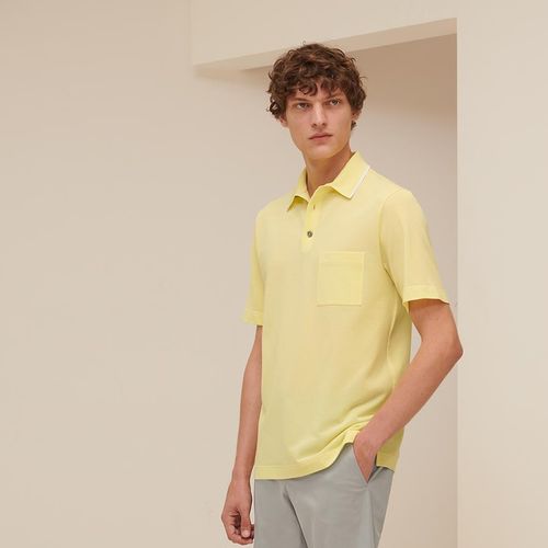 Áo Polo Hermès 'Rayure Sellier' Polo Shirt With Pocket Màu Vàng Size M
