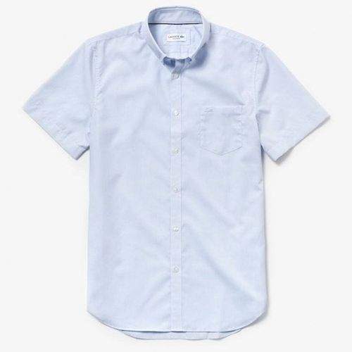 Áo Sơ Mi Cộc Tay Lacoste Regular Fit Striped Cotton Poplin Short Sleeve Shirt Màu Xanh Blue-1