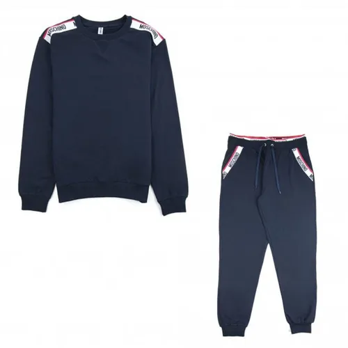 Thời trang Moschino Bộ quần áo nỉ - Bộ Quần Áo Nam Moschino Underwear 2PCS Tape Logo Sweatshirt Tracksuit Navy 0290 Màu Xanh Đen - Vua Hàng Hiệu
