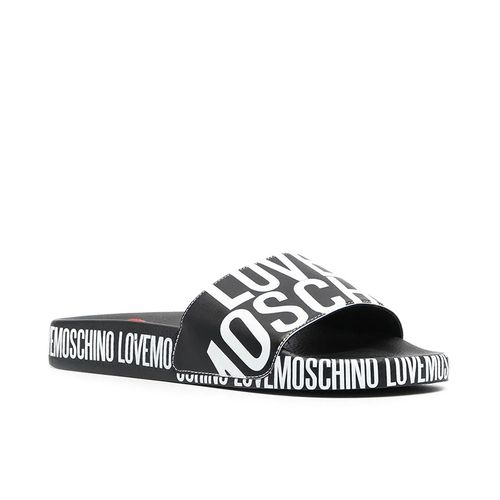 Dép Quai Ngang Love Moschino Logo Print Slides Màu Đen Size 35