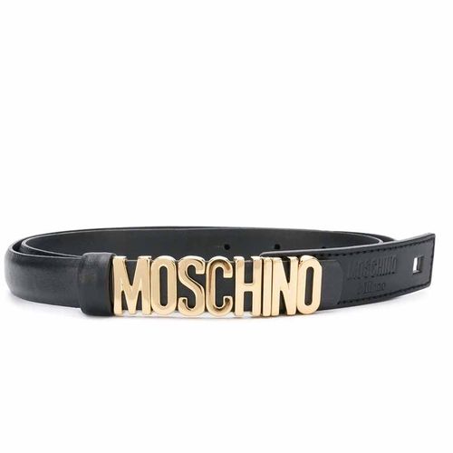 Thắt Lưng Moschino Logo Belt Màu Đen Chữ Vàng Size 85-2