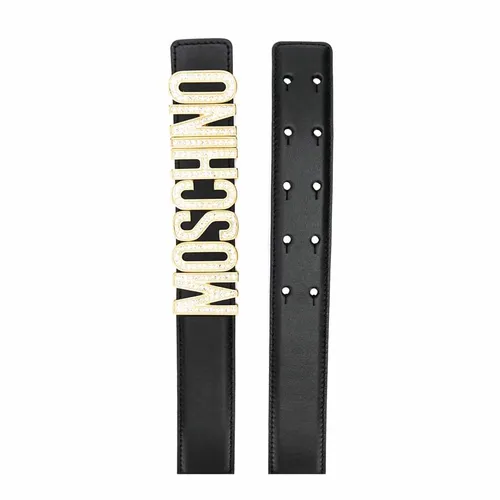 Thắt lưng Moschino - Thắt Lưng Moschino Logo Plaque Belt Chữ Vàng Đính Đá - Vua Hàng Hiệu