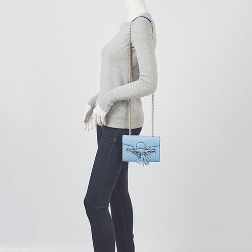 Túi Xách Gucci Light Blue Micro Guccissima Leather Emily Small Shoulder Bag Màu Xanh Blue-1