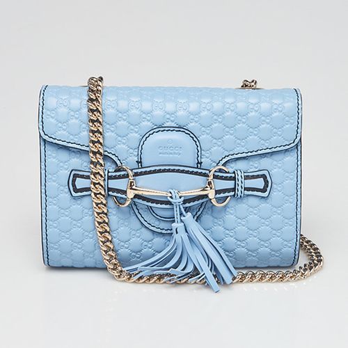 Túi Xách Gucci Light Blue Micro Guccissima Leather Emily Small Shoulder Bag Màu Xanh Blue