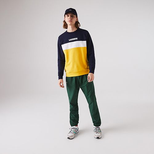 Áo Nỉ Lacoste Men's Sport Crew Neck Colorblock Fleece Sweatshirt Phối Màu Navy/Trắng/Vàng Size M-2
