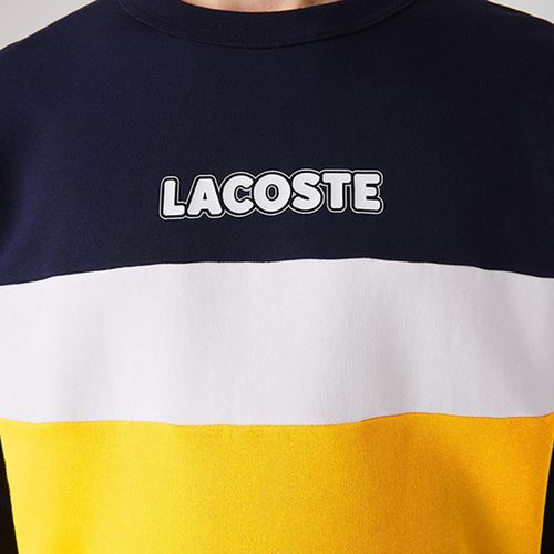 Áo Nỉ Lacoste Men's Sport Crew Neck Colorblock Fleece Sweatshirt Phối Màu Navy/Trắng/Vàng Size M-4