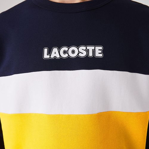 Áo Nỉ Lacoste Men's Sport Crew Neck Colorblock Fleece Sweatshirt Phối Màu Navy/Trắng/Vàng Size S-6