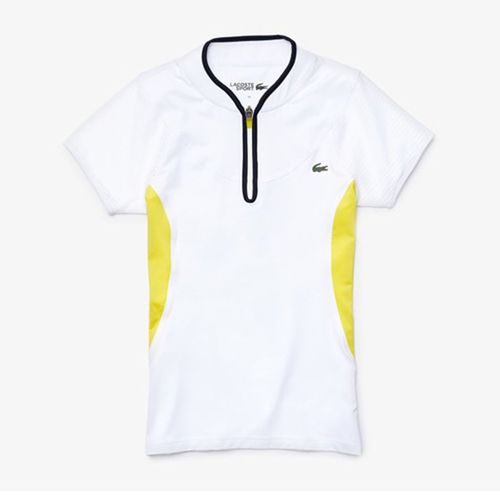 Áo Polo Lacoste Tennis Women’s White, Yellow Màu Trắng Vàng Size 34