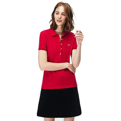 Áo Polo Lacoste Women's Classic Short Sleeve Slim Fit Stretch Pique Polo Màu Đỏ Size 36