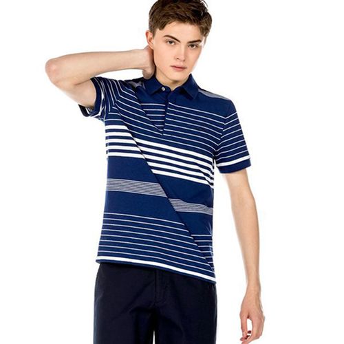 Áo Polo Men's Lacoste Striped Linen And Cotton Regular Fit Polo Shirt Màu Xanh Navy Size M-3