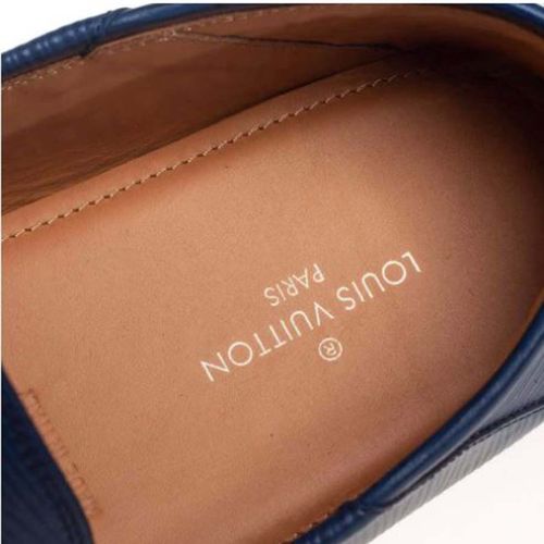 Giày Lười Nam Louis Vuitton LV  Blue Epi Leather Hockenheim Slip On Loafers Màu Xanh Navy Size 41.5-6