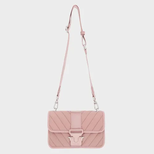 Túi Đeo Chéo Nữ Charles & Keith CNK The Anniversary Series: Sonia Recycled Nylon Padded Bag Pink Màu Hồng