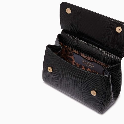 Túi Xách Nữ Dolce & Gabbana D&G Small Sicily Bag in Iguana Printed Leather Màu Đen-3