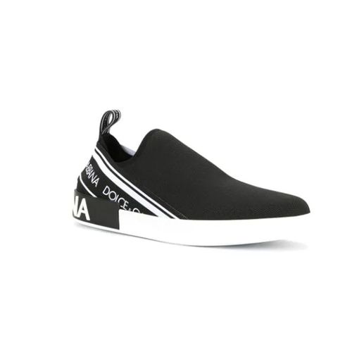 Giày Dolce & Gabbana Black And White Portofino Slip-On Sneakers Màu Đen Size 41