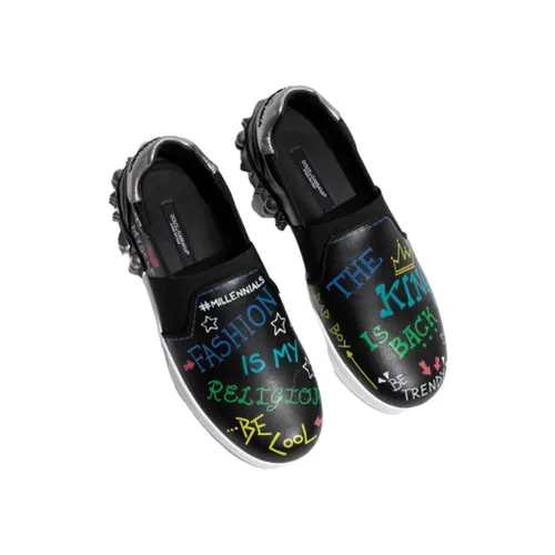 Giày Dolce & Gabbana D&G Portofino In Calfskin Slip On Sneakers Màu Đen Size 7