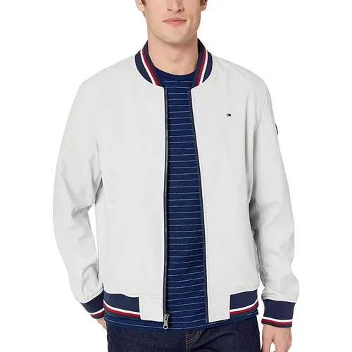 Áo Tommy Hilfiger Men's Lightweight Varsity Rib Knit Bomber Jacket Màu Xám Nhạt Size S