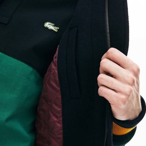 Áo Khoác Lacoste Retro Badge Wool Men Varsity Jacket Màu Đen Phối Xanh-4