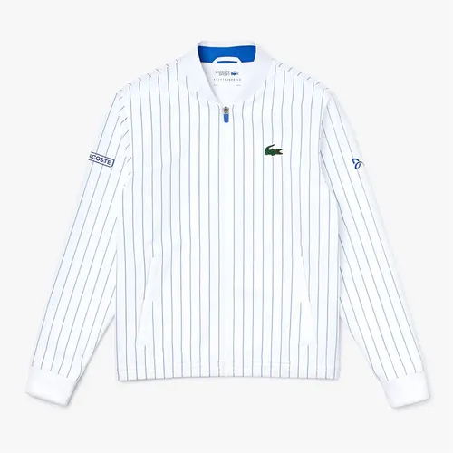 Áo Khoác Lacoste Sport x Novak Djokovic Bomber Kẻ Sọc Màu Trắng Size M