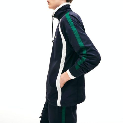 Áo Khoác Lacoste Zippered Heritage Men's Jacket Phối Màu Xanh Trắng Size S-1