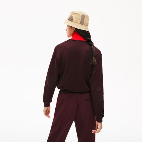 Áo Khoác Women's  Lacoste Color-Block Fleece Zip Up Sweatshirt Bordeaux Phối Màu Size 34-2