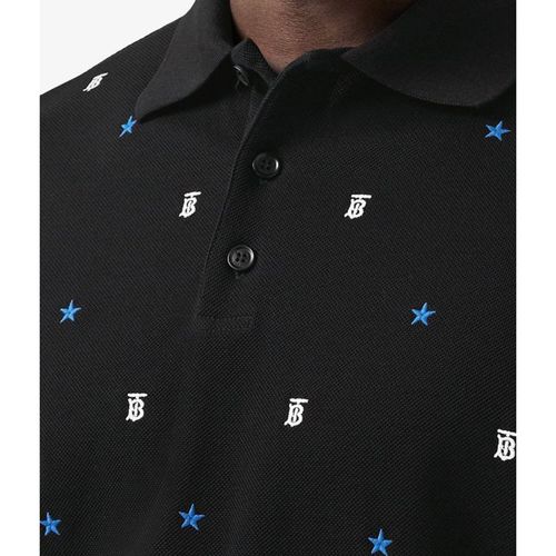Áo Polo Burberry Monogram-Motif Star-Print Polo Shirt Màu Đen Size M-4