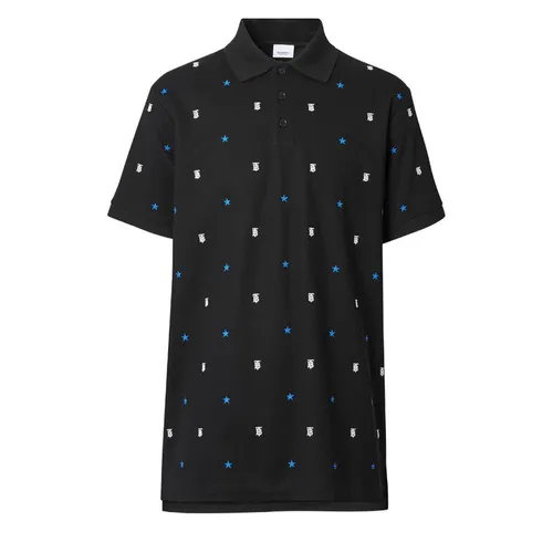 Áo Polo Burberry Monogram-Motif Star-Print Polo Shirt Màu Đen Size XS