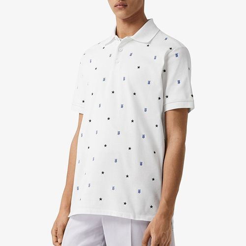 Áo Polo Burberry Star And Monogram Embroidered Polo Shirt Màu Trắng Size S-4