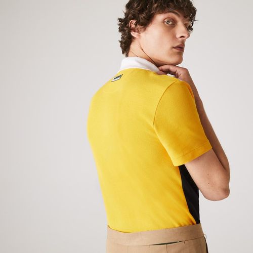 Áo Polo Lacoste Men's Geometric Colorblock Polo Shirt Navy Blue/Yellow/White-2