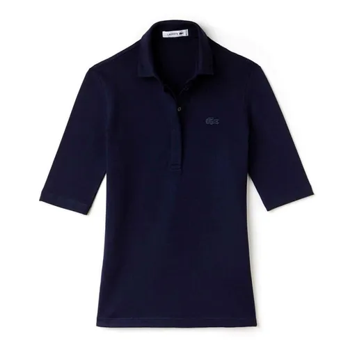 Áo Polo Lacoste Womens Half Sleeve Slim Fit Stretch Pique Polo Màu Xanh Navy Size 34