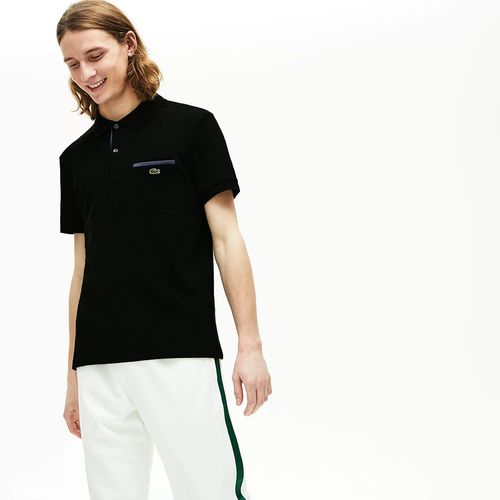 Áo Polo Men's Lacoste Regular Fit Contrast Accents Cotton Pique Polo Shirt Màu Đen-1