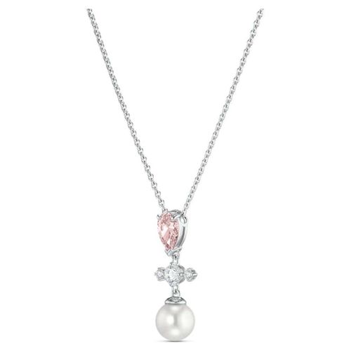 Dây Chuyền Swarovski Perfection Necklace Pink, Rhodium Plated-3