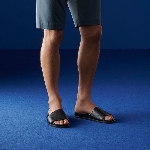 Dép Hermès Biarritz Leather Sandals Màu Đen Size 39-5