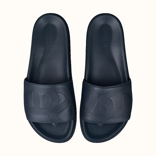Dép Hermès Biarritz Leather Sandals Màu Xanh Navy Size 40-4